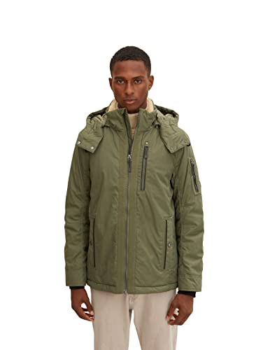 TOM TAILOR Herren Winterjacke mit Teddyfell 1032492, 10415 - Dusty Olive Green, XL von TOM TAILOR