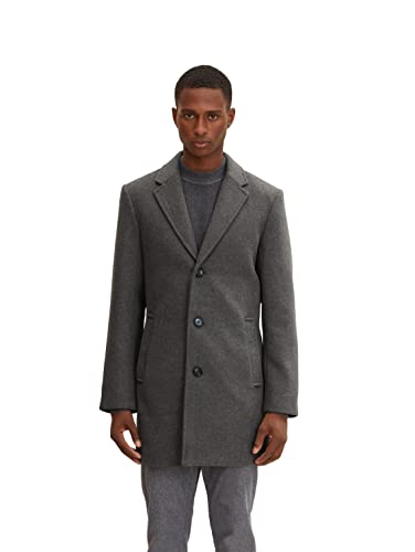 TOM TAILOR Herren Wollmantel 1032502, 30505 - Grey Wool Structure, L von TOM TAILOR