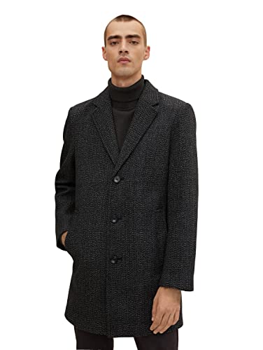 TOM TAILOR Herren Wollmantel 1032502, 30510 - Grey Marble Check Wool, L von TOM TAILOR