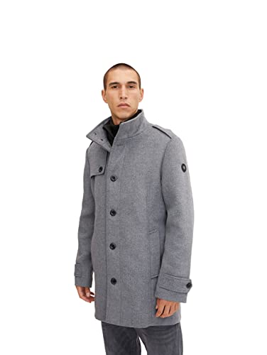 TOM TAILOR Herren Wollmantel mit Innenjacke 1033645, 13125 - Mid Grey Wool Jacket Structure, M von TOM TAILOR