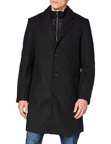 TOM TAILOR Herren Wollmantel mit abnehmbarem Krageneinsatz 1020697, 13124 - Dark Grey Wool Jacket, XXL von TOM TAILOR