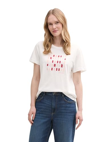 TOM TAILOR Hoodie Sweatshirt mit Print, Whisper White, XXL von TOM TAILOR