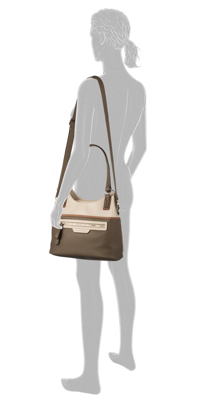 TOM TAILOR - JULE, Zip shopper L, mixed taupe mixed taupe von TOM TAILOR