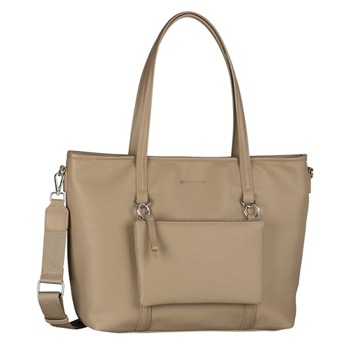 TOM TAILOR Jamila Damen Shopper Umhängetasche Reißverschluss Groß Beige von TOM TAILOR