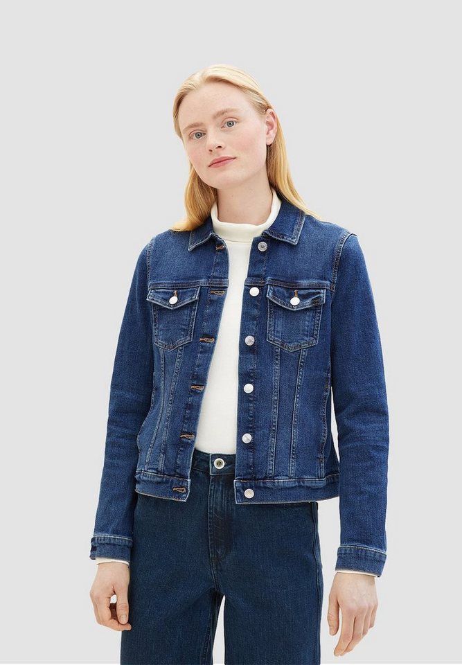 TOM TAILOR Jeansjacke Regular Denim Jeans rinsed Design Kentkragen light weight jacket von TOM TAILOR