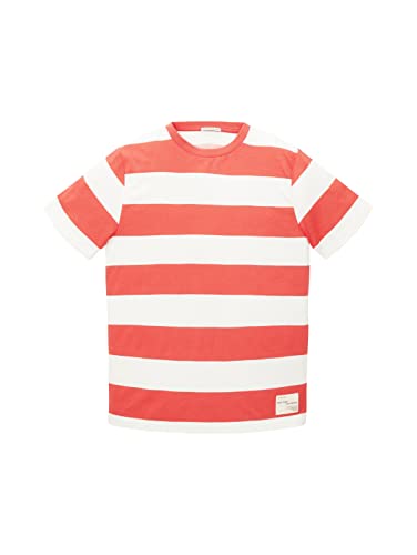 TOM TAILOR Jungen 1035993 Kinder T-Shirt, 31728 - Off White Red Stripe, 152 von TOM TAILOR