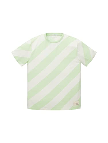 TOM TAILOR Jungen 1035993 Kinder T-Shirt, 31729 - Lime Beige Diagonal Stripe, 164 von TOM TAILOR