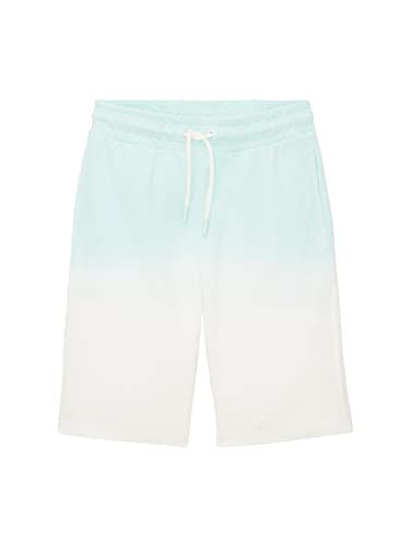 TOM TAILOR Jungen 1036579 Kinder Sweatshorts mit Muster, 31739-Soft Aqua Dip Dye, 140 von TOM TAILOR