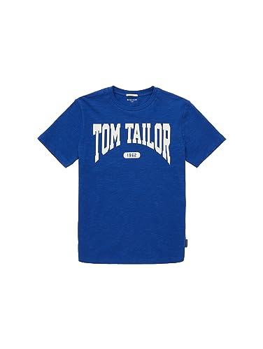 TOM TAILOR Jungen 1037515 T-Shirt mit Schriftzug, 14531-shiny royal Blue, 128 von TOM TAILOR