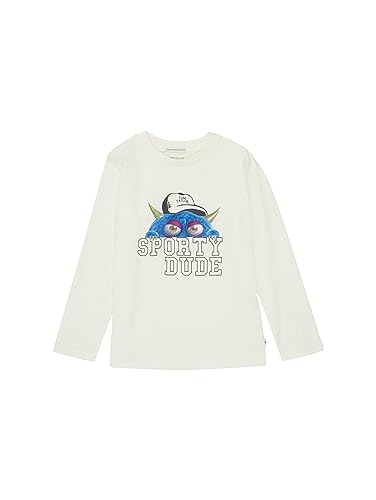 TOM TAILOR Jungen 1037523 Langarmshirt mit Monster-Print, 12906-Wool White, 92/98 von TOM TAILOR