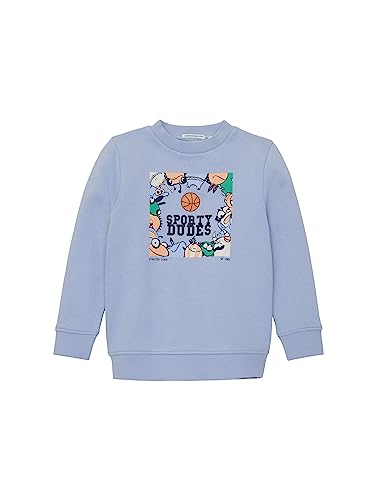 TOM TAILOR Jungen 1037581 Sweatshirt mit Spezial Glow in The Dark-Print, 12819-Parisienne Blue, 92/98 von TOM TAILOR