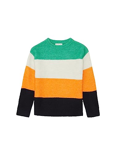 TOM TAILOR Jungen 1037909 Strickpullover mit Streifen, 32594-orange Multicolor Knit Stripe, 104/110 von TOM TAILOR