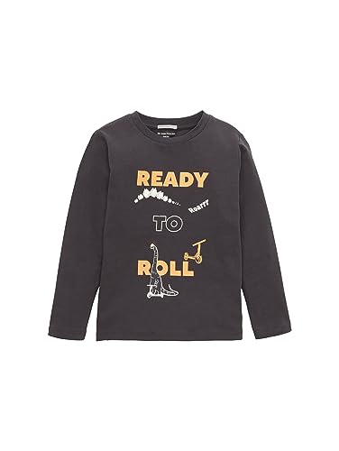 TOM TAILOR Jungen 1037999 Langarmshirt mit Print, 29476-coal Grey, 128/134 von TOM TAILOR