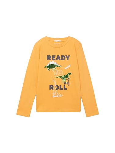 TOM TAILOR Jungen 1037999 Langarmshirt mit Print, 32258-soft orange, 92/98 von TOM TAILOR