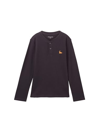 TOM TAILOR Jungen 1038191 Henley Langarmshirt mit Dinosaurier-Stickerei, 29476-coal Grey, 116/122 von TOM TAILOR