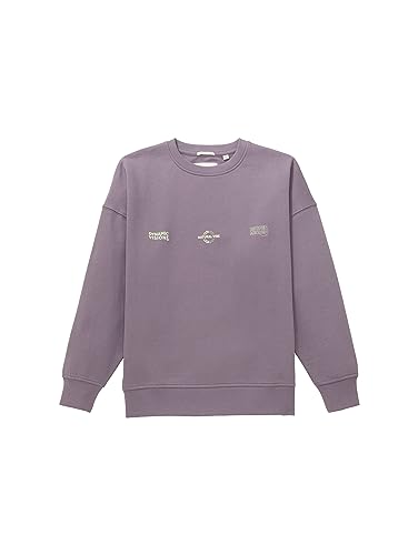 TOM TAILOR Jungen 1038363 Basic Oversized Sweatshirt mit Print, 32259-greyish Purple, 164 von TOM TAILOR