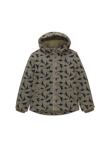 TOM TAILOR Jungen 1038478 Softshell Jacke mit Dinosaurier, 33948-olive Dino All Over Print, 104-110 von TOM TAILOR