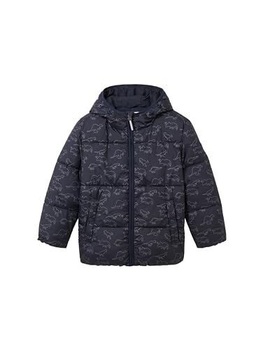 TOM TAILOR Jungen 1038479 Puffer Winterjacke mit Kapuze, 32672-reflective Dino Allover, 116/122 von TOM TAILOR