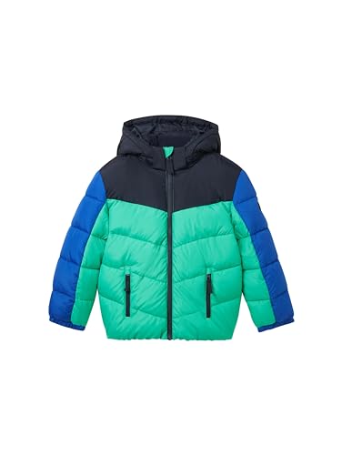 TOM TAILOR Jungen 1038480 Colorblock Puffer Winterjacke mit Abnehmbarer Kapuze, 32262-bright Grass Green, 116-122 von TOM TAILOR