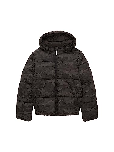 TOM TAILOR Jungen 1038539 Puffer Winterjacke mit Kapuze, 32833-black Reflective dot Design, 128 von TOM TAILOR