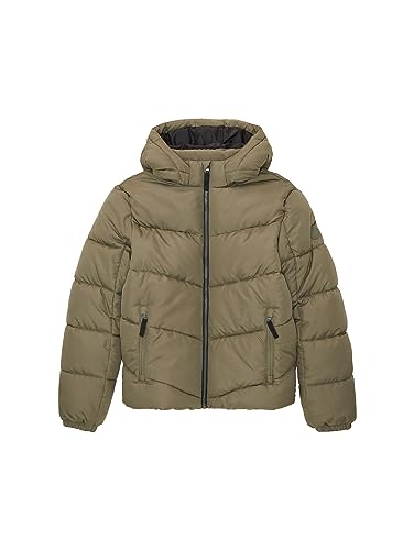 TOM TAILOR Jungen 1038540 Puffer Winterjacke mit Abnehmbarer Kapuze, 10415-Dusty Olive Green, 164 von TOM TAILOR