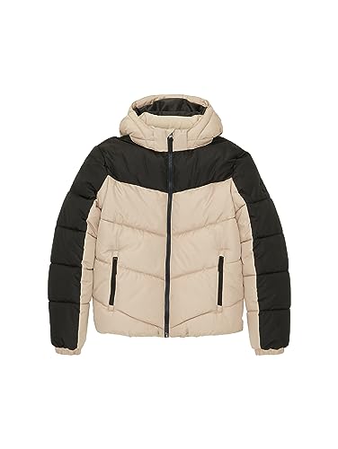 TOM TAILOR Jungen 1038540 Puffer Winterjacke mit Abnehmbarer Kapuze, 12628-paving Stone, 128 von TOM TAILOR