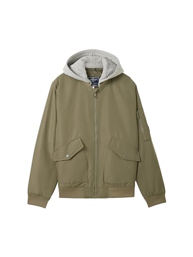 TOM TAILOR Jungen Kinder Bomberjacke mit abnehmbarer Kapuze, 10415 - Dusty Olive Green, 140 von TOM TAILOR