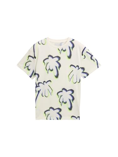TOM TAILOR Jungen 1046385 T-Shirt, 37786 - Sprayed Palm Tree Design, 176 EU von TOM TAILOR