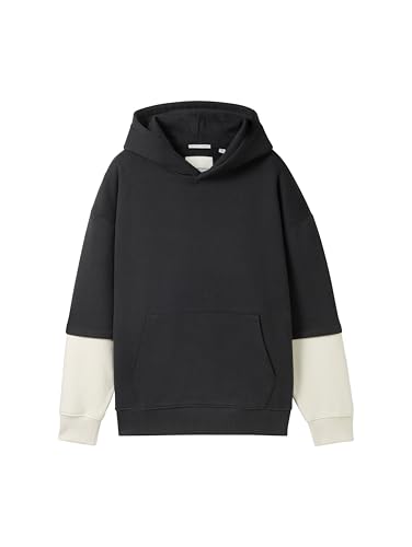 TOM TAILOR Jungen Kinder 2-in-1 Oversize Hoodie Sweatshirt, 36423 - Heavy Black, 152 von TOM TAILOR