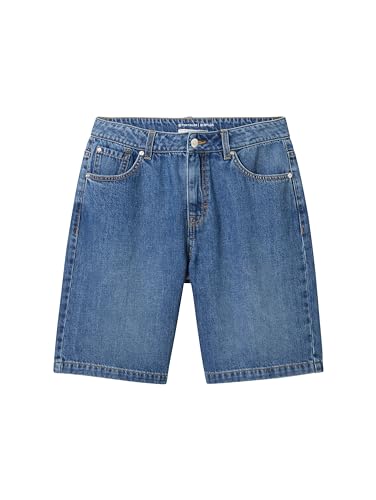 TOM TAILOR Jungen Kinder Baggy Fit Jeans Shorts, Used Mid Stone Blue Denim, 140 von TOM TAILOR