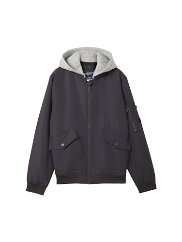 TOM TAILOR Jungen Kinder Bomberjacke mit abnehmbarer Kapuze, 29476 - Coal Grey, 128 von TOM TAILOR