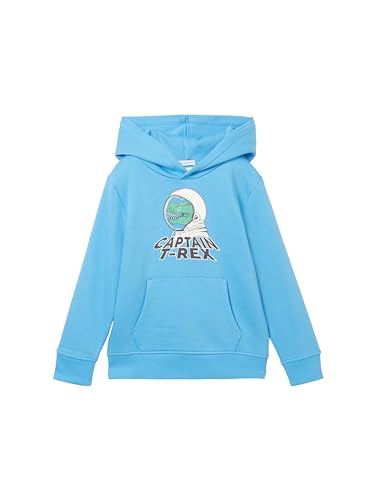 TOM TAILOR Jungen Kinder Hoodie mit Print, rainy sky blue, 116/122 von TOM TAILOR