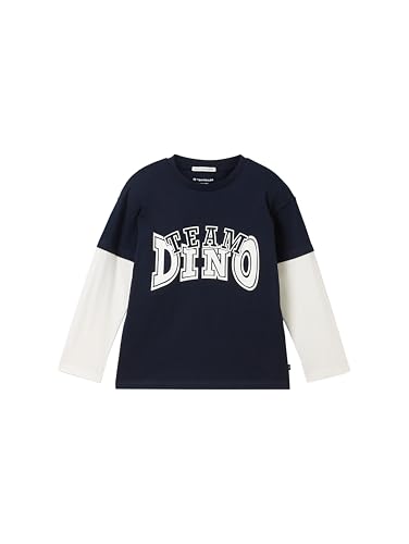 TOM TAILOR Jungen Kinder Oversized Langarmshirt in Two-in-One-Optik,10668 - Sky Captain Blue, 128/134 von TOM TAILOR