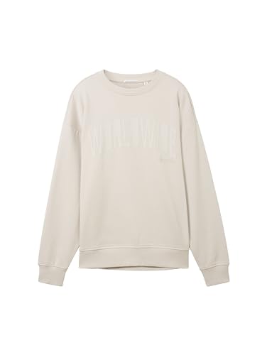 TOM TAILOR Jungen Kinder Oversized Sweatshirt mit Schriftzug, 27609 - Cold Beige, 176 von TOM TAILOR