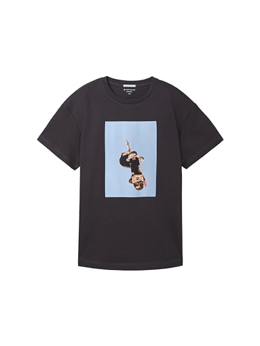 TOM TAILOR Jungen Kinder Oversized T-Shirt mit Fotoprint & Schrifzug, 29476 - Coal Grey, 164 von TOM TAILOR