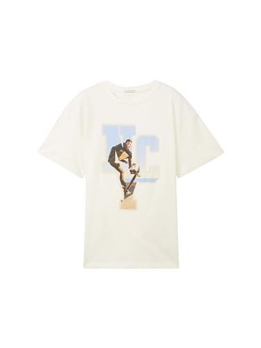 TOM TAILOR Jungen Kinder Oversized T-Shirt mit Print, 12906 - Wool White, 164 von TOM TAILOR