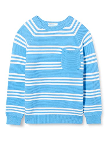 TOM TAILOR Jungen Kinder Pullover mit Streifen & Brusttasche 1035069, Blau, 116-122 von TOM TAILOR