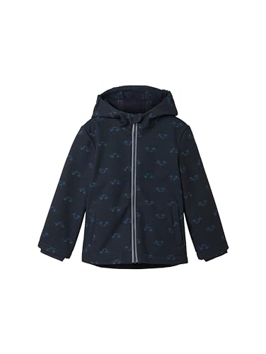 TOM TAILOR Jungen Kinder Softshell Jacke mit Kapuze & Muster, 34941 - Navy Blue Outlined Car Design, 116/122 von TOM TAILOR