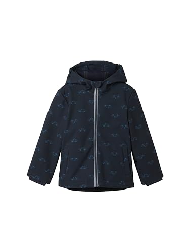 TOM TAILOR Jungen Kinder Softshell Jacke mit Kapuze & Muster, 34941 - Navy Blue Outlined Car Design, 128/134 von TOM TAILOR