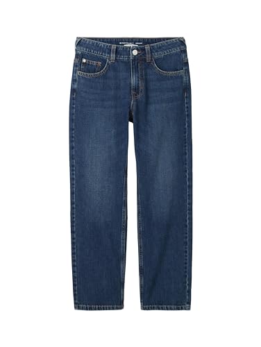 TOM TAILOR Jungen Kinder Straight Fit Jeans, 10120 - Used Dark Stone Blue Denim, 134 von TOM TAILOR