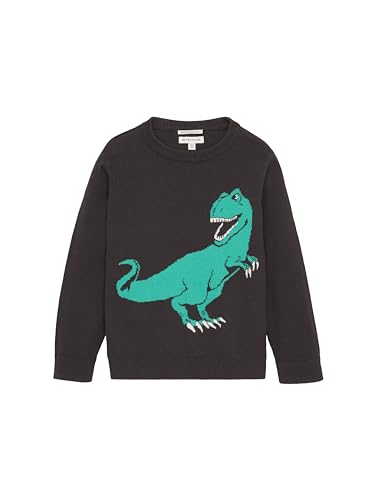 TOM TAILOR Jungen Kinder Strickpullover mit Dinosaurier, coal grey, 104/110 von TOM TAILOR