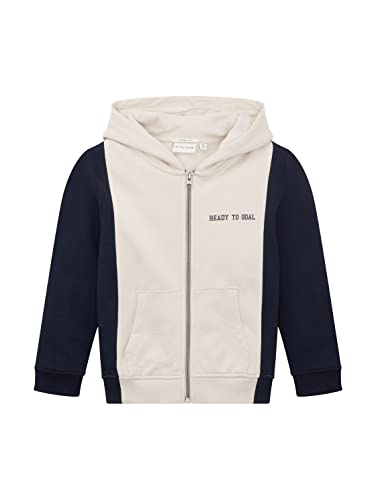 TOM TAILOR Jungen Kinder Sweatjacke mit Kapuze 1032892, Weiß, 116-122 von TOM TAILOR