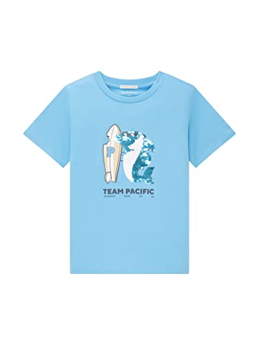 TOM TAILOR Jungen Kinder T-Shirt mit Hai-Print 1035061, Blau, 92-98 von TOM TAILOR