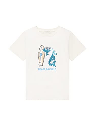 TOM TAILOR Jungen Kinder T-Shirt mit Hai-Print 1035061, Weiß, 116-122 von TOM TAILOR