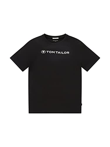 TOM TAILOR Jungen Kinder T-Shirt mit Logoprint 1033787, Schwarz, 128 von TOM TAILOR