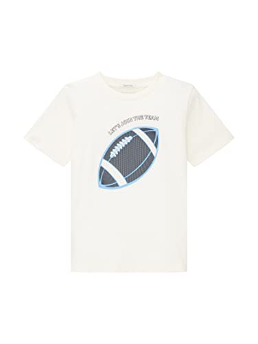 TOM TAILOR Jungen Kinder T-Shirt mit Print 1035195, Weiß, 104-110 von TOM TAILOR