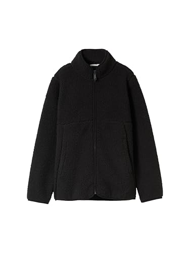 TOM TAILOR Jungen Kinder Teddy Sweatjacke mit Stehkragen, 36423 - Heavy Black, 152 von TOM TAILOR