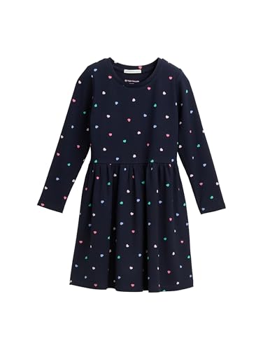 TOM TAILOR Kinder RIPP T-Shirt mit Muster, Navy Multicolor Heart Print, 128/134 von TOM TAILOR