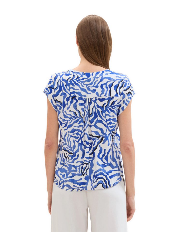TOM TAILOR Klassische Bluse Gemusterte Bluse mit V-Ausschnitt von TOM TAILOR