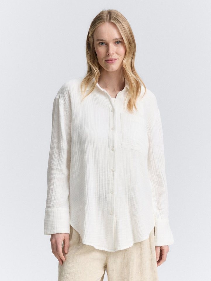 TOM TAILOR Langarmbluse Oversize Musselin Hemdbluse Oversize Musselin Hemdbluse von TOM TAILOR